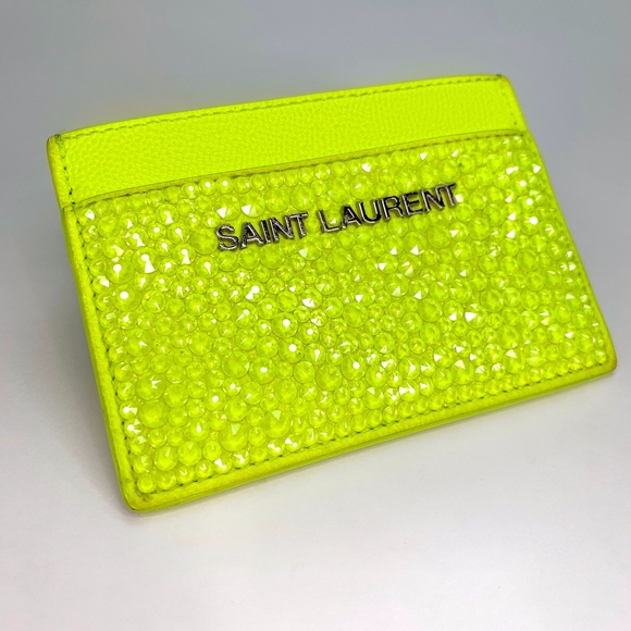 Saint Laurent Accessories - Custom Swarovski Saint Laurent Neon Card Case